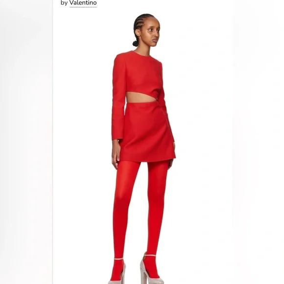 Valentino Silk Blend Ribbed Tights.Brand New. red wine color - Picture 1 of 11